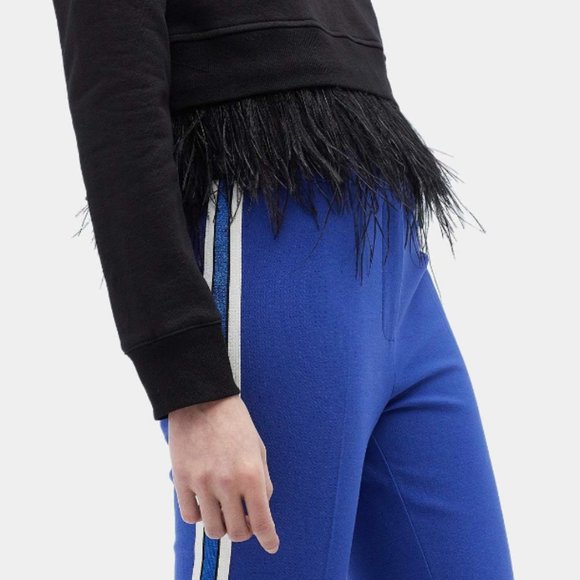 Derek Lam 10 Crosby Sweatshirt w/ Ostrich Feather Trim - Picture 4 of 7